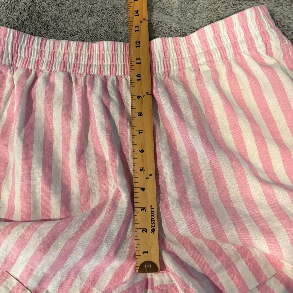 Old Navy Shorts Womens Coastal Pink White Striped Linen Blend Large Boho 21302